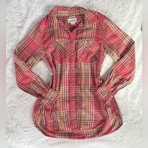 Ralph Lauren Denim & Supply Button Up Shirt Womens S Pink Olive Plaid Flannel